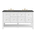 Breckenridge 60" Double Vanity, Bright White, w/ 3 CM Parisien Bleu Quartz Top