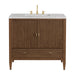 Myrrin 36" Vanity, Mid Century Walnut w/ 3 CM Eternal Jasmine Pearl Silestone Top