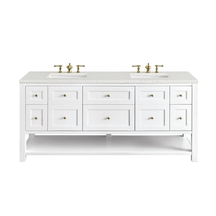 Breckenridge 72" Double Vanity, Bright White w/ 3 CM Lime Delight Top