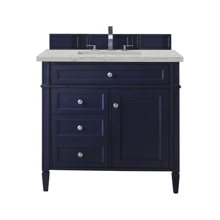 Brittany 36" Single Vanity, Victory Blue w/ 3 CM Eternal Jasmine Pearl Silestone Top