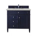 Brittany 36" Single Vanity, Victory Blue w/ 3 CM Eternal Jasmine Pearl Silestone Top