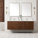 James Martin Amberly 72" Double Bathroom Vanity in Mid-Century Walnut, shown in a bathroom setting