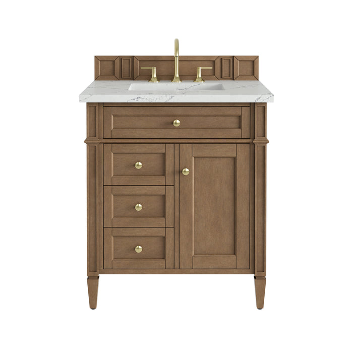 Brittany 30" Single Vanity, Pecan w/ 3 CM Ethereal Noctis Silestone Top