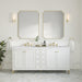 Chicago 72" Double Vanity, Walnut Whisper, w/ 3 CM Siberian Silestone Top