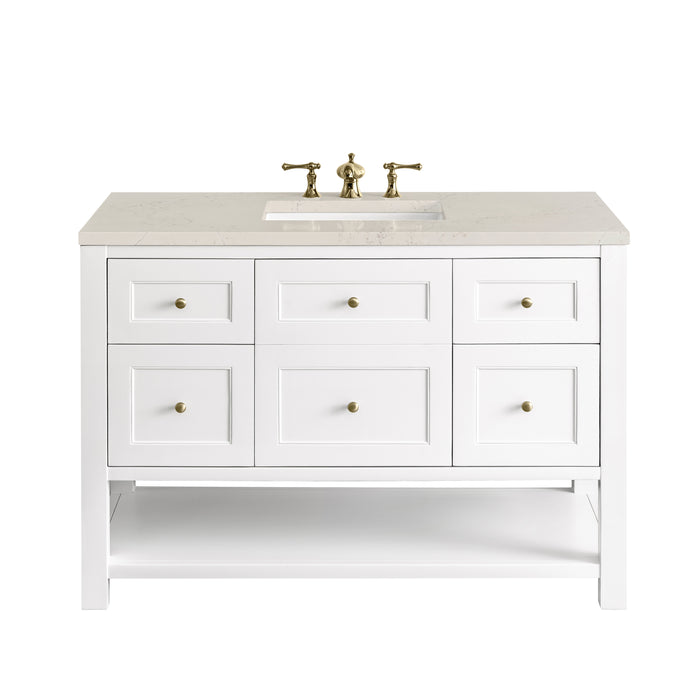 Breckenridge 48" Single Vanity, Bright White, w/ 3 CM Siberian Silestone Top