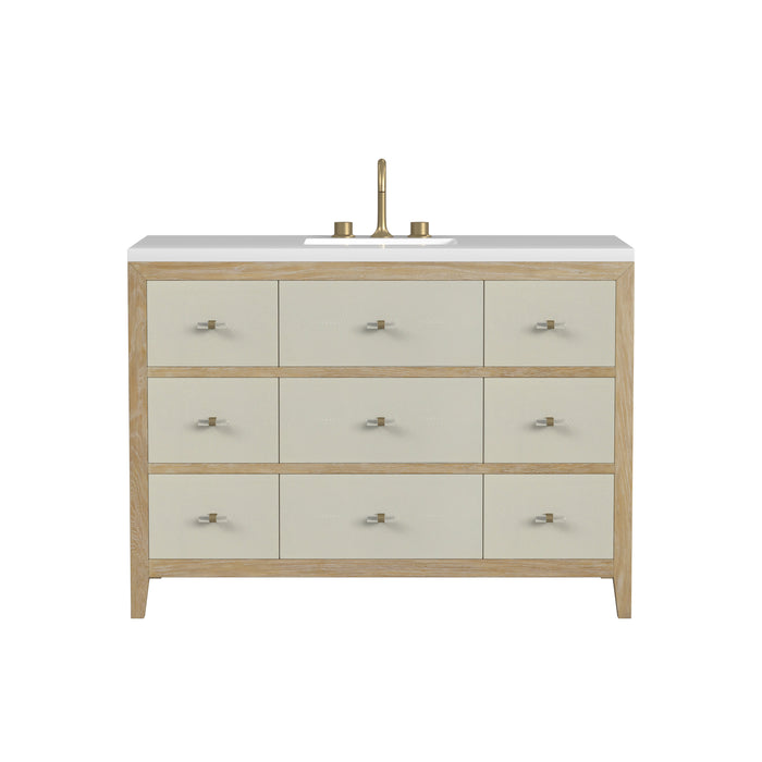 Celeste 48" Single Vanity, Sunwashed Oak with Embossed Shagreen w/ 3 CM White Zeus Silestone Top