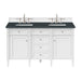 Brittany 60" Double Vanity, Victory Blue w/ 3 CM Ethereal Noctis Silestone Top
