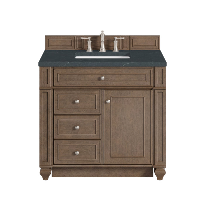 Bristol 36" Single Vanity, Whitewashed Walnut w/ 3 CM Charcoal Soapstone Silestone Top