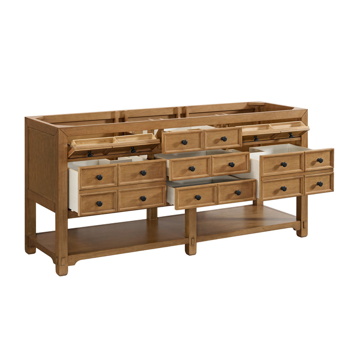 Malibu 72" Double Vanity, Amber Birch w/ 3 CM Ethereal Noctis Top w/ FreePower Wireless Charger