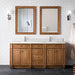 James Martin Bristol 72" Double Bathroom Vanity in Saddle Brown, shown in a bathroom setting