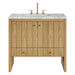Hudson 36" Single Vanity, Light Natural Oak w/ 3 CM Carrara Marble Top