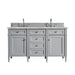 Brittany 60" Double Vanity, Urban Gray w/ 3 CM Parisien Bleu Silestone Top