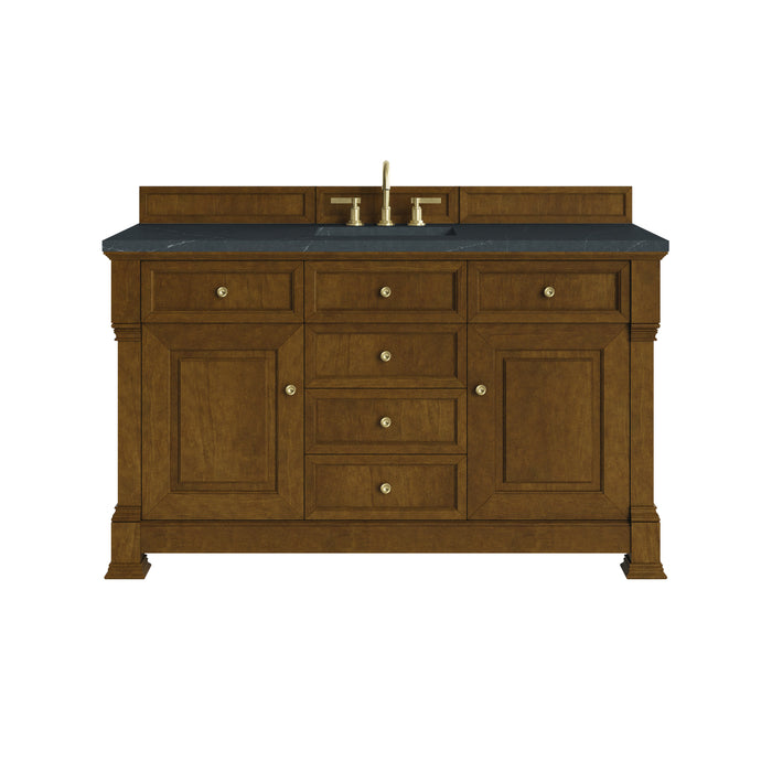 Brookfield 60" Single Vanity, Black Onyx, w/ 3 CM Siberian Silestone Top w/FreePower Wireless Charger