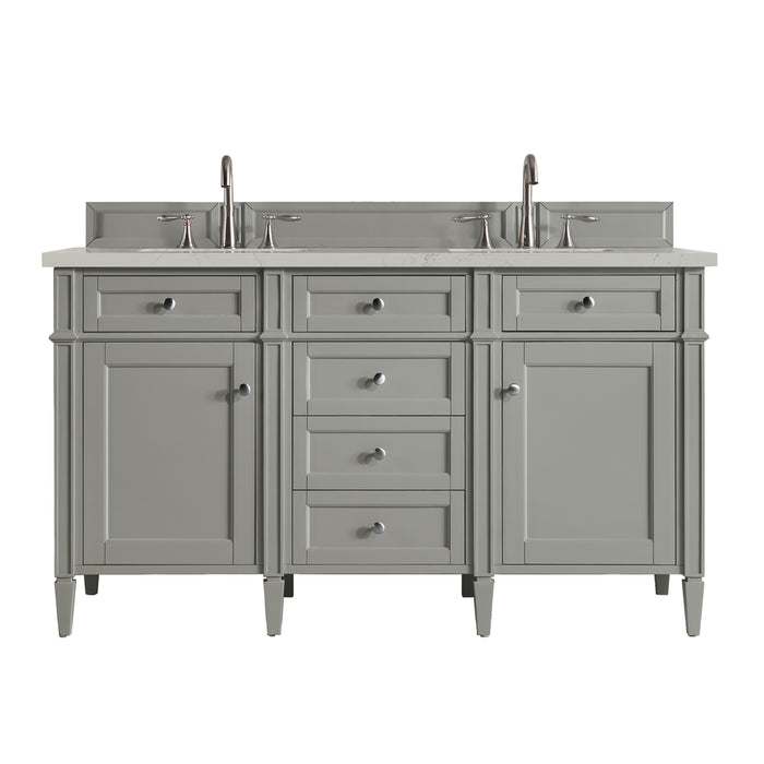 Brittany 60" Double Vanity, Urban Gray w/ Single Hole 3 CM White Zeus Silestone Top & Backsplash