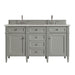 Brittany 60" Double Vanity, Urban Gray w/ Single Hole 3 CM White Zeus Silestone Top & Backsplash
