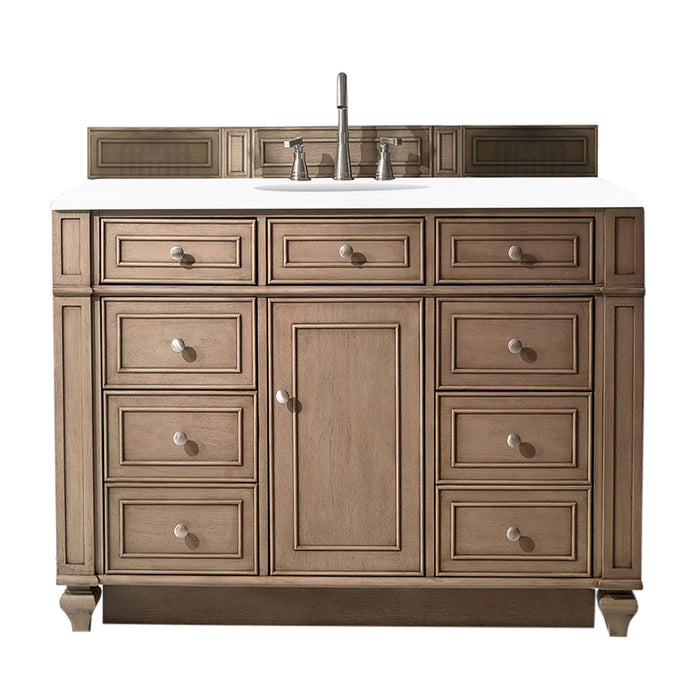 Bristol 48" Single Vanity, Whitewashed Walnut, w/ 3 CM Phantome Eclos Top