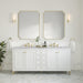Chicago 72" Double Vanity, Walnut Whisper, w/ 3 CM Lime Delight Silestone® Top