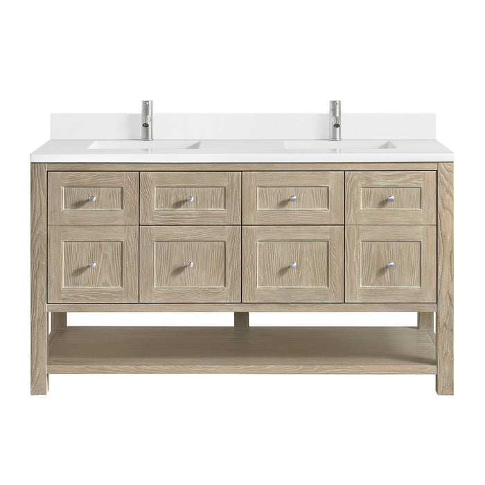 Breckenridge 60" Double Vanity, Smokey Celadon, w/ 3 CM Siberian Silestone Top w/FreePower Wireless Charger