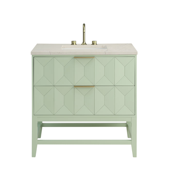 Emmeline 36" Single Vanity, Pistachio, w/ 3 CM Siberian Silestone Top