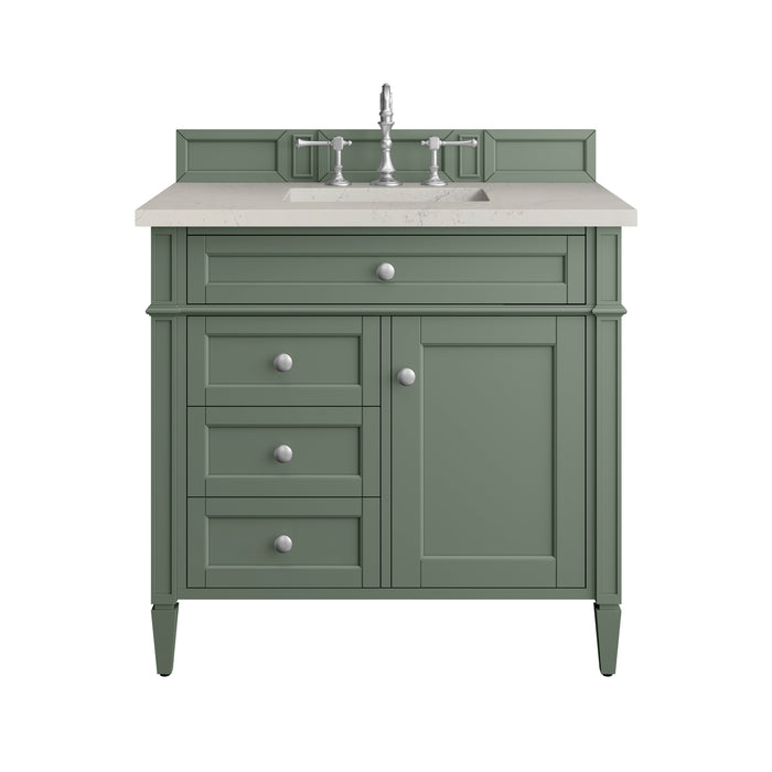 Brittany 36" Single Vanity, Smokey Celadon, w/ 3 CM Siberian Silestone Top
