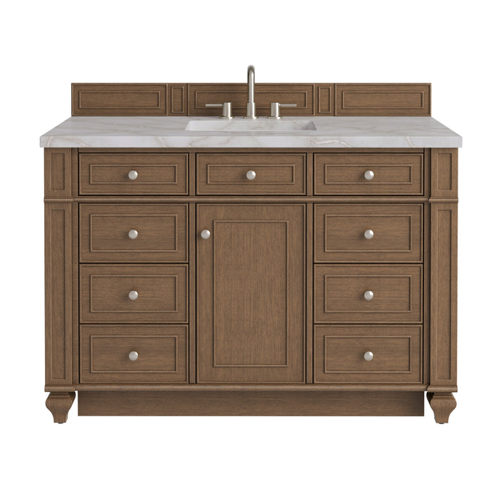 Bristol 48" Single Vanity, Saddle Brown, w/ 3 CM Siberian Silestone Top