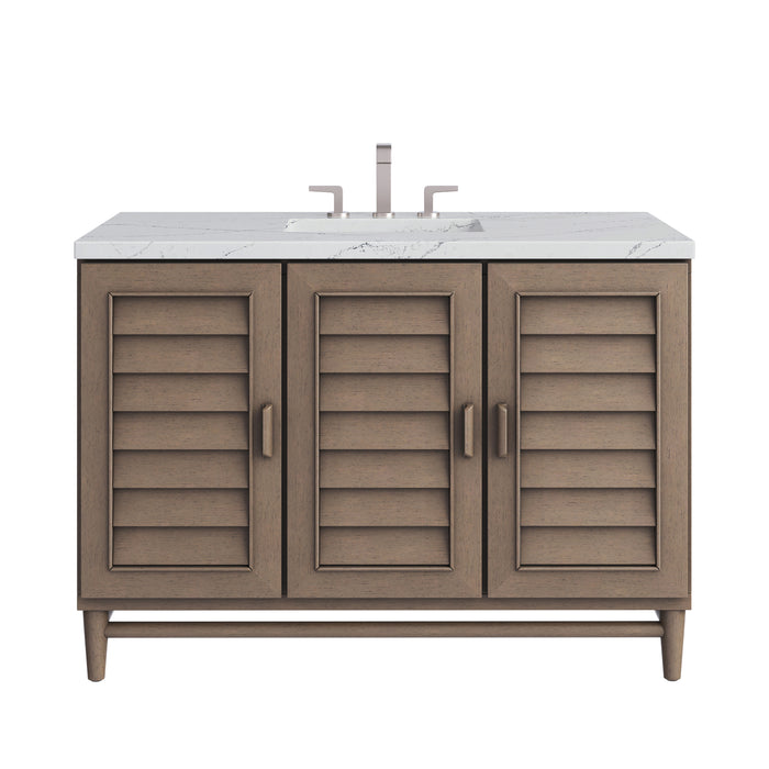 Portland 48" Single Vanity Whitewashed Walnut w/ 3 CM Ethereal Noctis Silestone Top