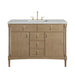 Kinnsden 48" Single Vanity, Sable Oak w/ 3 CM Victorian Silver Silestone Top w/FreePower Wireless Charger