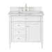 Brittany 36" Single Vanity, Bright White w/ 3 CM Carrara Marble Top