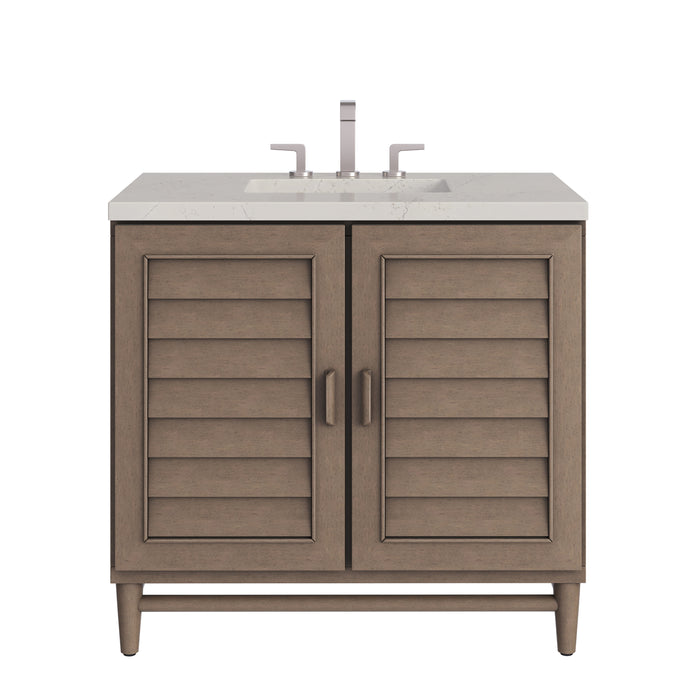 Portland 36" Single Vanity, Whitewashed Walnut, w/ 3 CM Siberian Silestone Top
