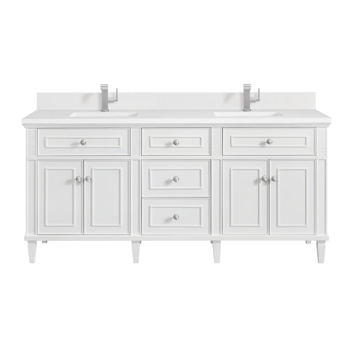 Lorelai 72" Double Vanity, Black Onyx w/ 3 CM Eternal Jasmine Pearl Silestone Top w/FreePower Wireless Charger