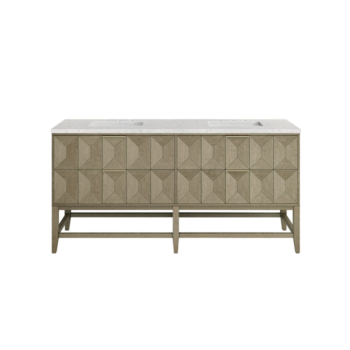 Emmeline 72" Double Vanity, Pebble Oak w/ 3 CM Eternal Jasmine Pearl Top