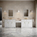 Bellshire 120" Dual Vanity Set with 24" Make-Up Counter, Honey Oak w/3 cm Ethereal Noctis Silestone Top w/FreePower Wireless Charger