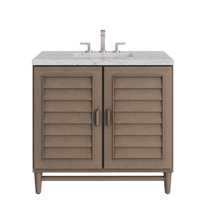 Portland 36" Single Vanity Whitewashed Walnut w/ 3 CM Eternal Jasmine Pearl Silestone Top