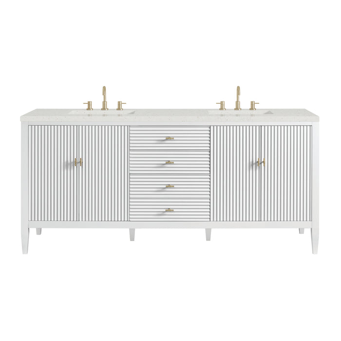 Myrrin 72" Double Vanity, Bright White w/ 3 CM Lime Delight Silestone Top