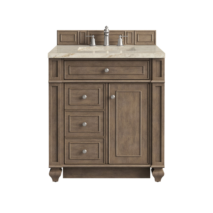 Bristol 30" Single Vanity, Whitewashed Walnut, w/ 3 CM Tajnar Eclos Top