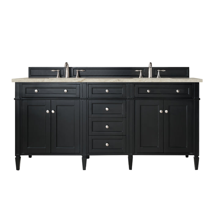 Brittany 72" Double Vanity, Black Onyx, w/ 3 CM Tajnar Eclos Top