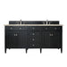 Brittany 72" Double Vanity, Black Onyx, w/ 3 CM Tajnar Eclos Top