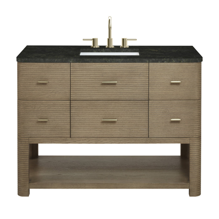Lucian 48" Single Vanity, Pebble Oak, w/ 3 CM Siberian Silestone Top w/FreePower Wireless Charger