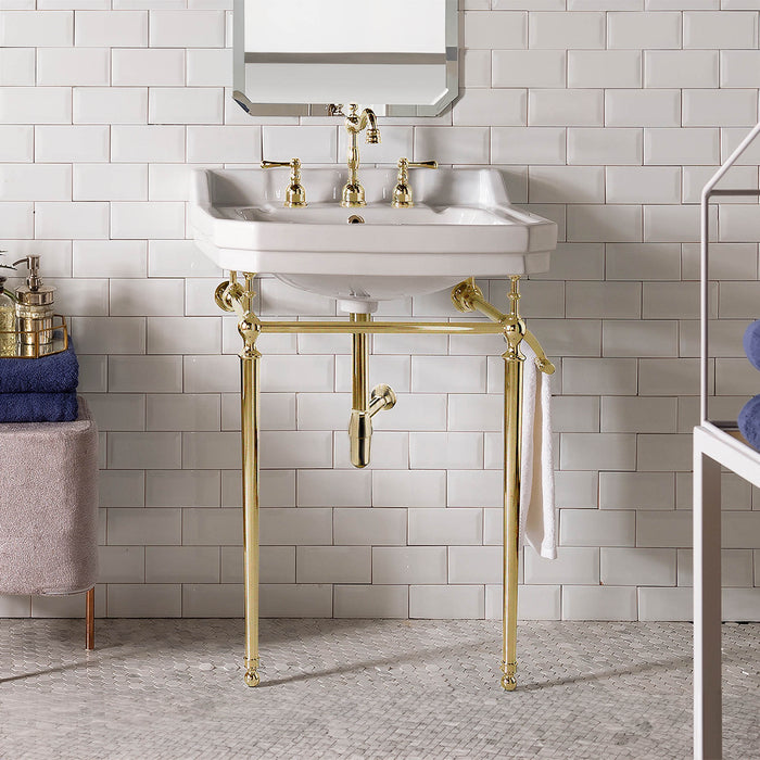 James Martin Wellington 24" Single Console Single Sink w/ Brass Finish Stand
