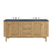 Laurent 72" Double Vanity, Honey Oak w/ 3 CM Parisien Bleu Silestone Top w/FreePower Wireless Charger