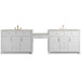 Bellshire 120" Dual Vanity Set with 24" Make-Up Counter, Bright White w/3 cm Siberian Silestone Top