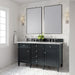 Brittany 60" Double Vanity, Pecan w/ Single Hole 3 CM White Zeus Silestone Top and Matching Backsplash