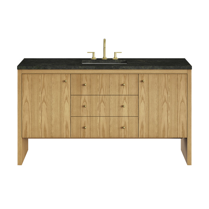 Hudson 60" Single Vanity, Light Natural Oak w/ 3 CM Carrara Marble Top