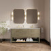 James Martin Lucian 72" Double Bathroom Vanity in Pebble Oak, shown in a bathroom setting