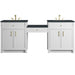 Bellshire 84" Dual Vanity Set with 24" Make-Up Counter, Bright White w/3 cm Charcoal Soapstone Silestone Top