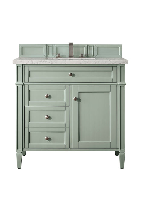 Brittany 36" Single Vanity, Sage Green w/ 3 CM Eternal Jasmine Pearl Silestone Top