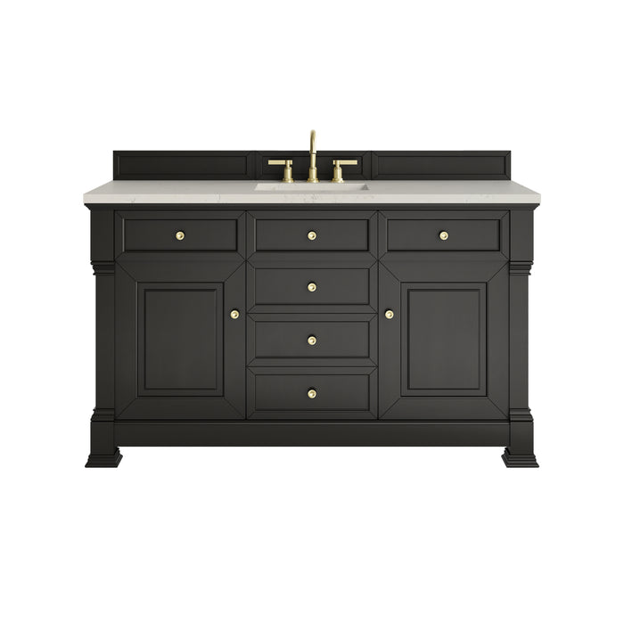 Brookfield 60" Single Vanity, Black Onyx, w/ 3 CM Siberian Silestone Top