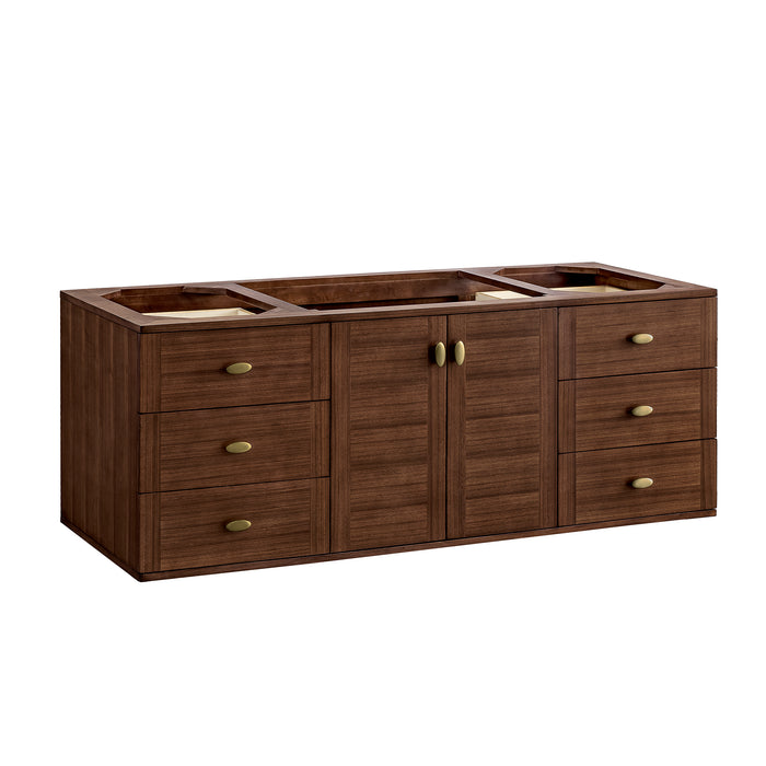 Amberly 60" Single Vanity, Mid-Century Walnut w/ 3 CM Eternal Jasmine Pearl Top w/FreePower Wireless Charger
