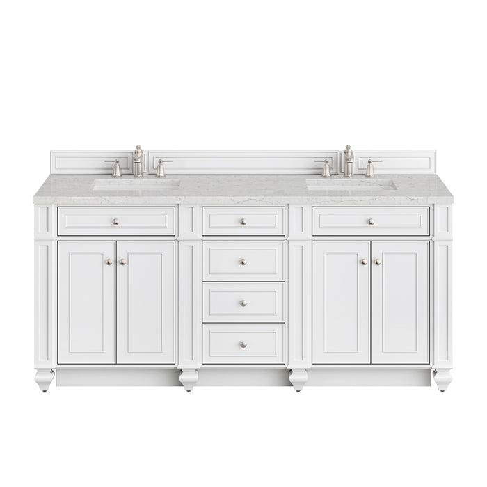 Bristol 72" Double Vanity, Bright White w/ 3 CM Eternal Jasmine Pearl Silestone Top