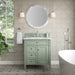 James Martin Brittany 30" Single Bathroom Vanity in Sage Green, shown in a bathroom setting